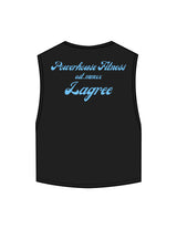 The Crop Muscle Tank - Black - Powerhouse Fitness - Center Chest & Back Stacked - "Lagree " Printed - Teal