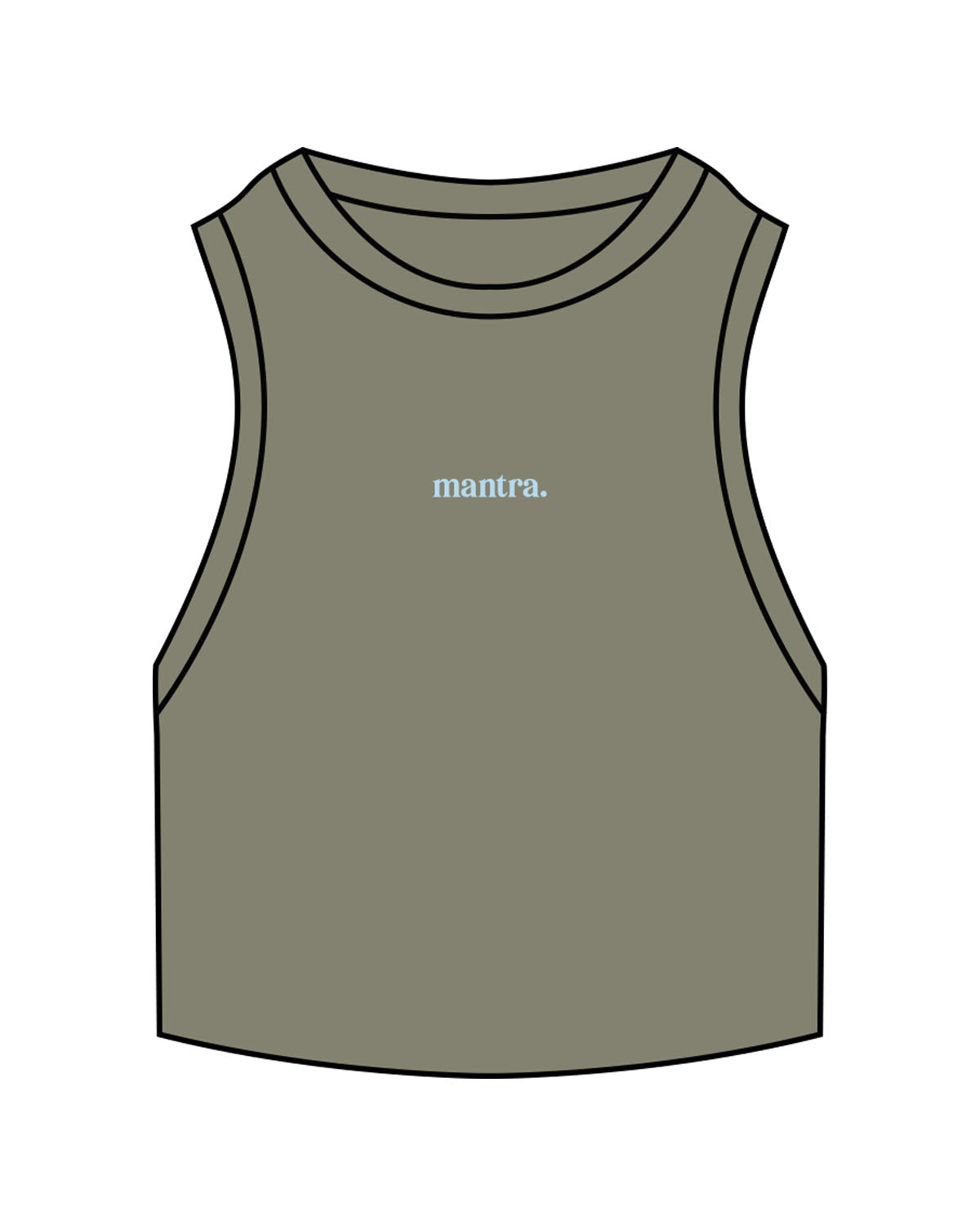 The Ribbed Crop Tank - Eucalyptus - Mantra - Center Chest & Back Center Neckline - Embroidered - Powder