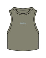 The Ribbed Crop Tank - Eucalyptus - Mantra - Center Chest & Back Center Neckline - Embroidered - Powder