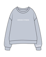 The Mens Crewneck - Powder - Heroes Fitness - Center Chest & Left Wrist - Printed - White