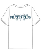 The Womens Heavyweight Tee - White - Movement With Chels - Center Chest & Back Stacked - Printed - Dark Blue
