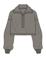The Suede 1/2 Zip - Fossil - Dr. Courney - Right Cuff Side - Embroidered - Tone on Tone