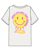 The Mens Heavyweight Tee - Washed Off White - Try Smile Collective - Left Chest & Back Smiley - Printed - Full Color