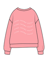 The Midweight Unisex Crewneck - Washed Pink - Core Crown Point - Left Chest & Back Wavy Stacked - Printed - White