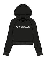 The Womens Crop Hoodie - Black - Powerhaus Lagree - Center Chest & Back "PH" - Printed - White