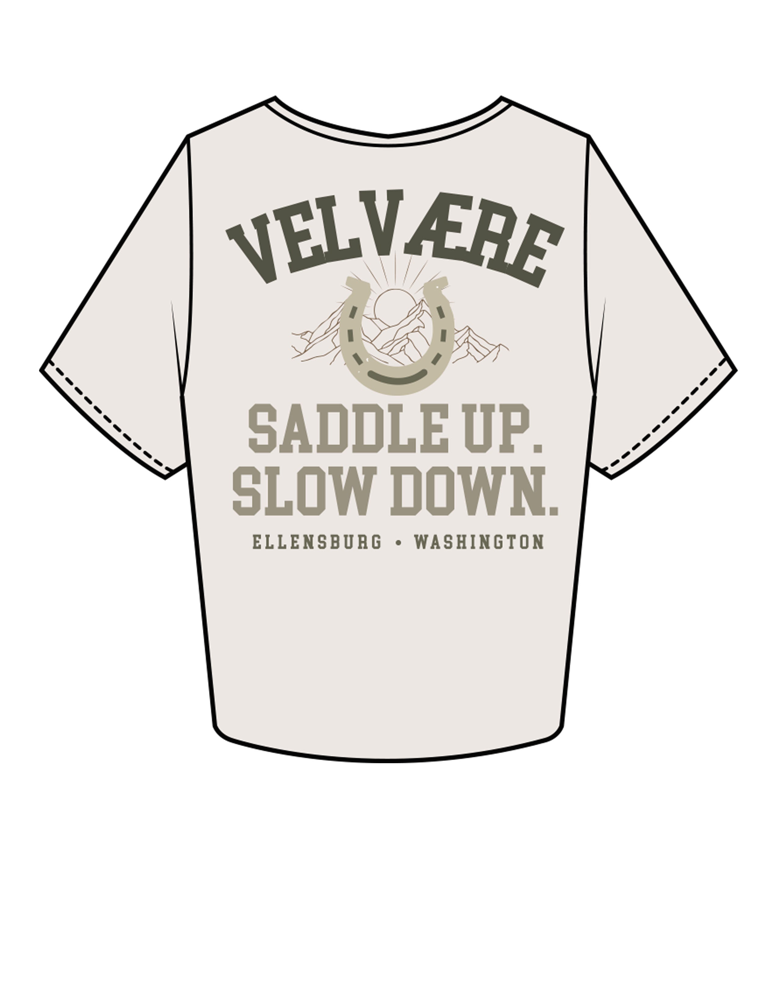 The Crop Tee - Bone - Velvaere -  Left Chest & Back Stacked "SADDLE UP" - Printed - Full Color