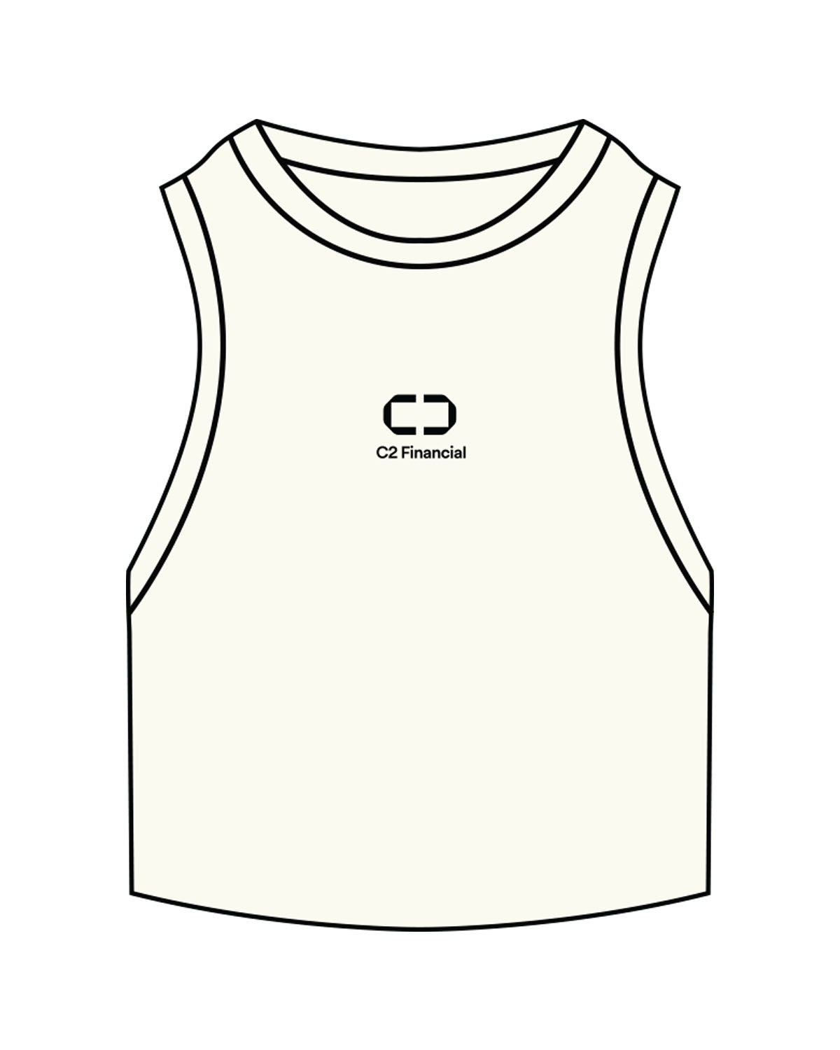 The Ribbed Crop Tank - Off White - C2 Financial - Center Chest Stacked - Embroidered - Black