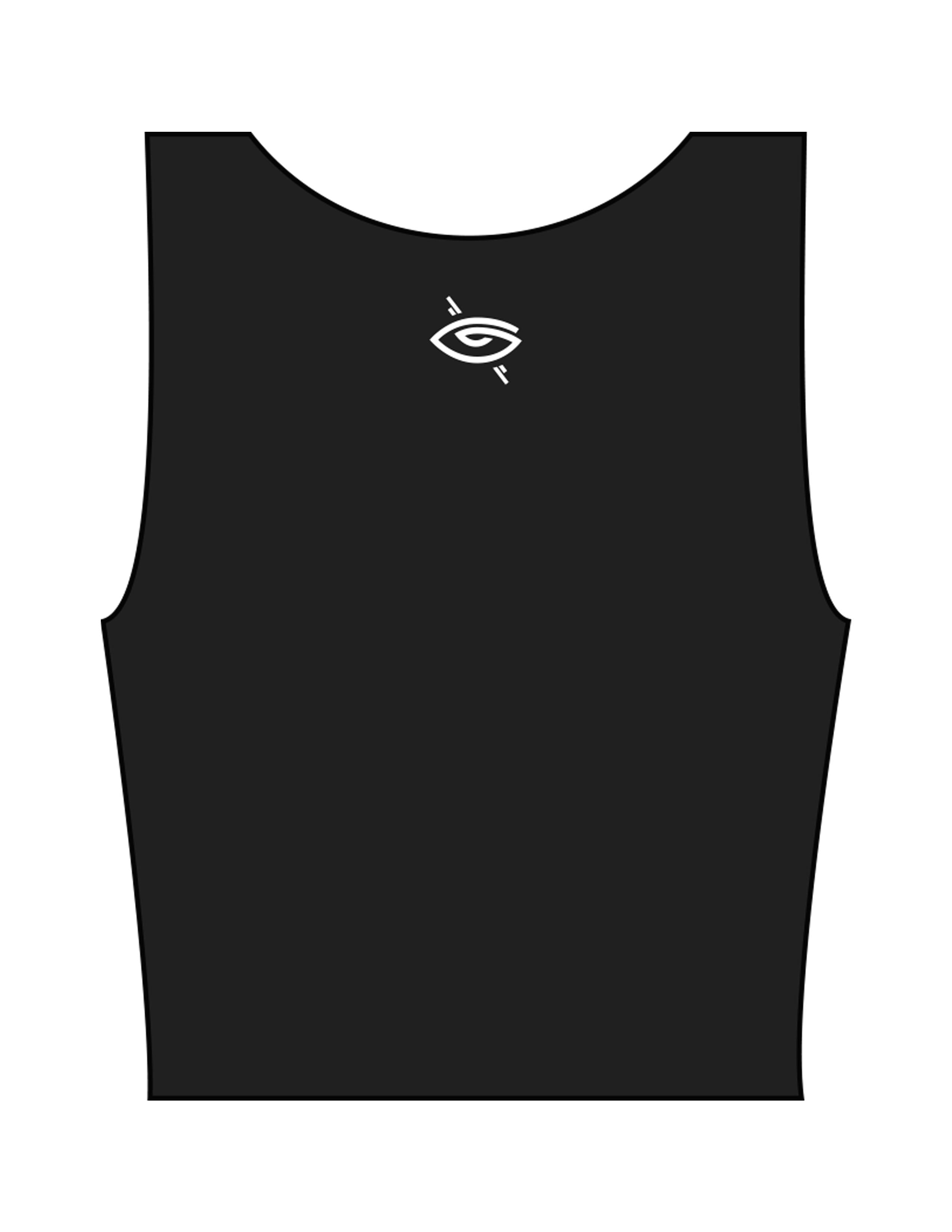 The Square Neck Tank - Black - Higher Ground - Upper Back Eye Icon - Printed - White