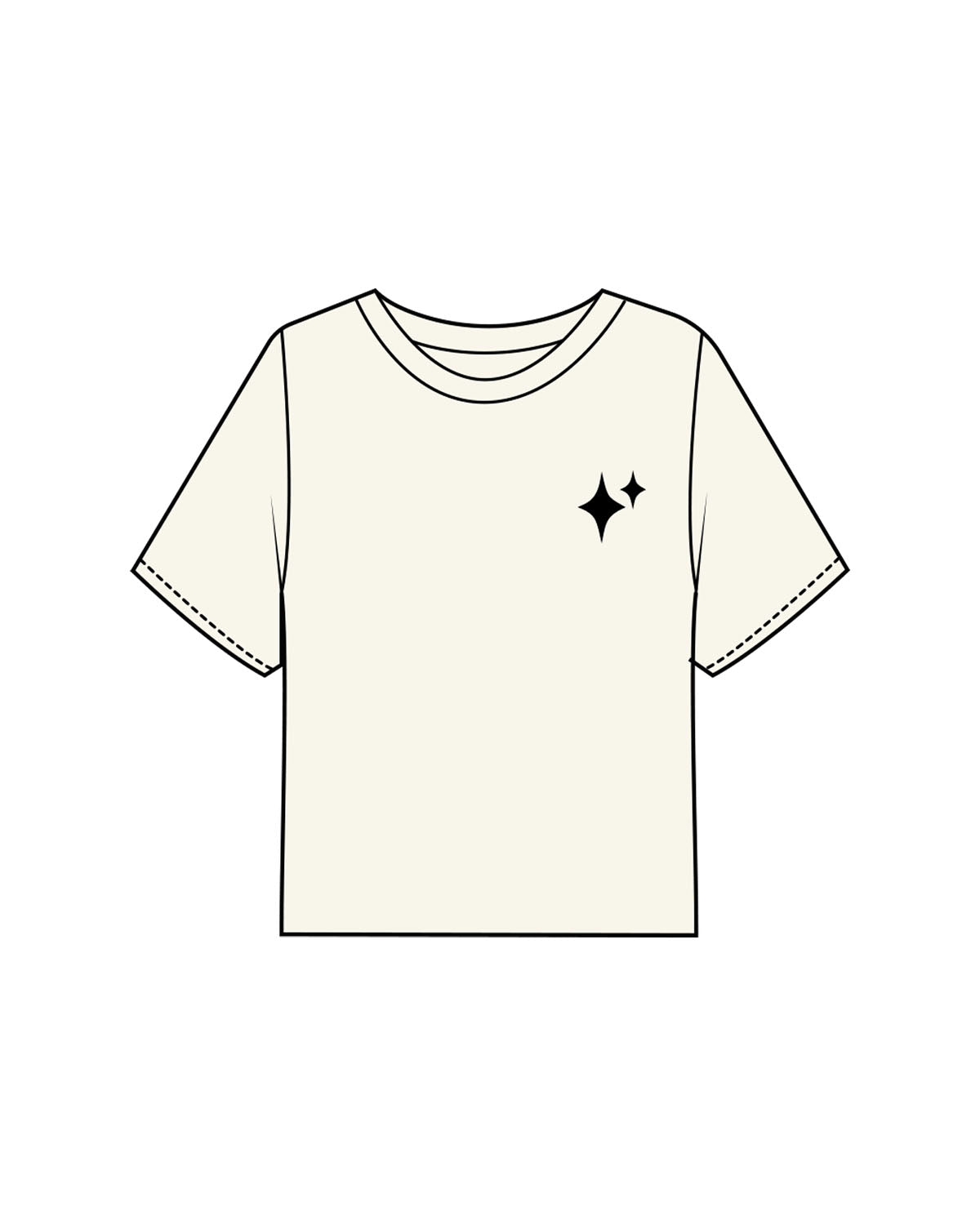 The Boxy Crop Tee - Off White - New Mom School - Left Chest Logo & Center Back Stacked - Printed - Black