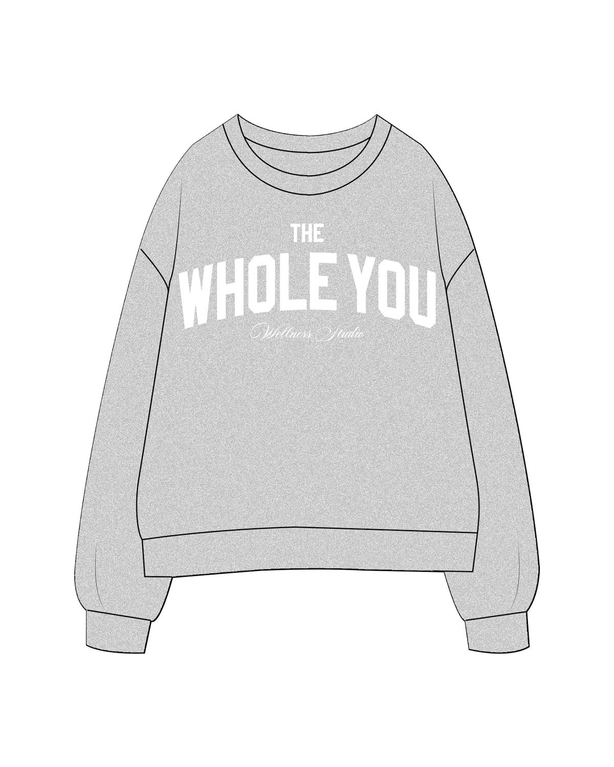 The Womens Crewneck - Heather - The Whole You Wellness - Center Chest Stacked - Printed - Full Color
