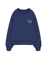 The Mens Crewneck - Cobalt - PLATFORM - Left Chest - Back Stacked - Printed - White