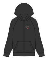 The Womens Zip Hoodie - Washed Black - Platinum Pilates - Left Chest Stacked - Full Back - Printed  - Full Color