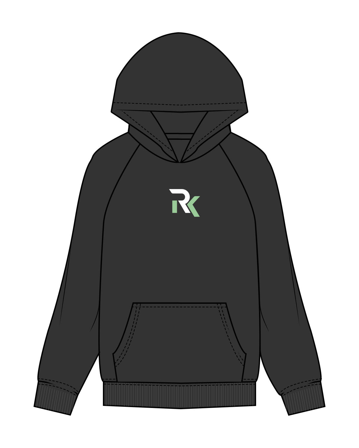 The Mens Hoodie - Washed Black - REKINECTED - Center Chest - Printed - Full Color