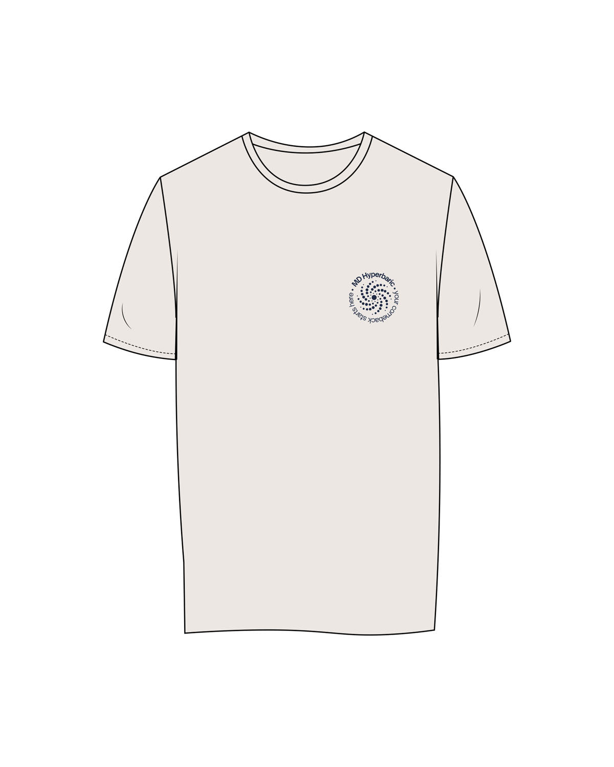 The Womens Tee - Bone - MD Hyperbaric - Left Chest Round & Back Diamond - Printed - Navy