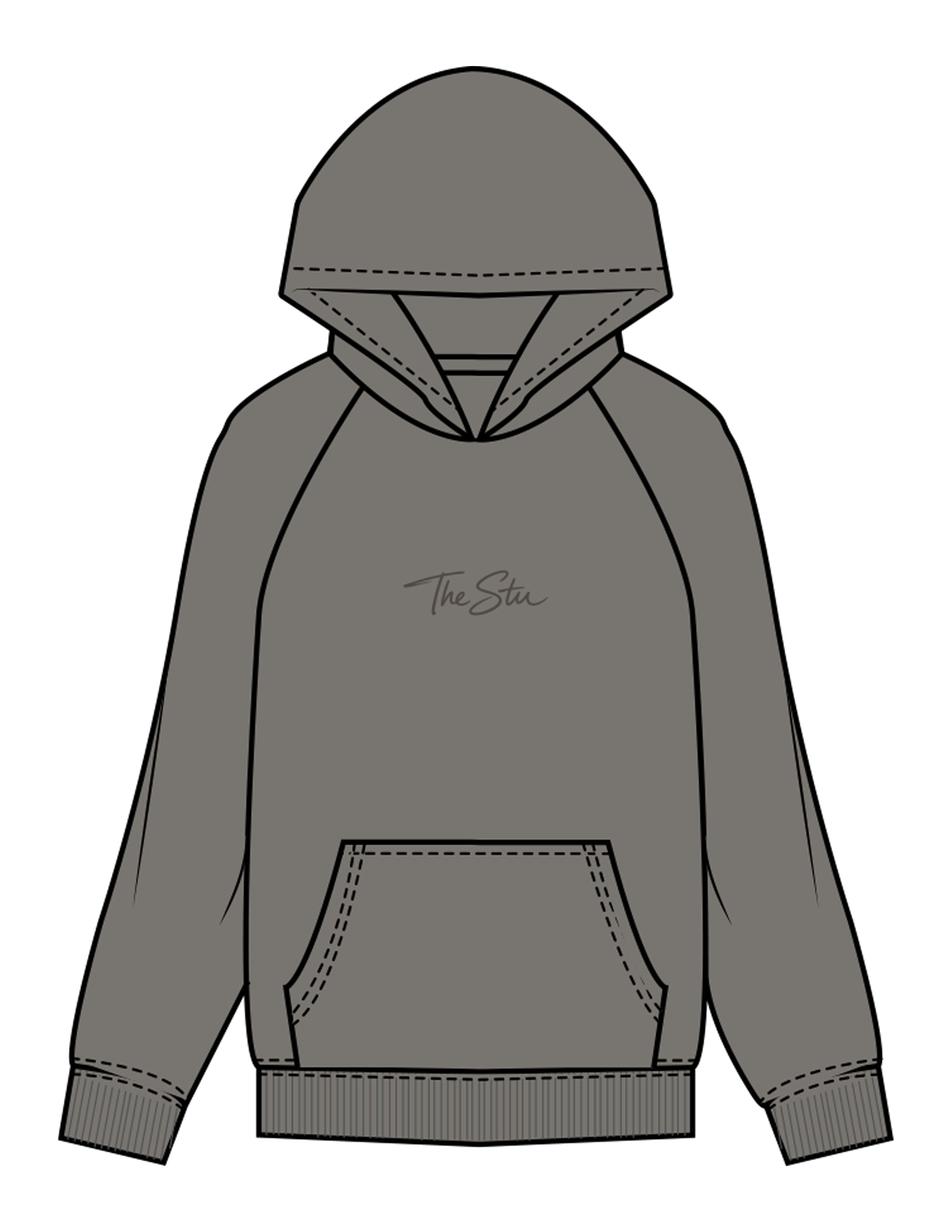 The Womens Hoodie - Washed Gray - The Stu - Center Chest - Printed - Tone on Tone