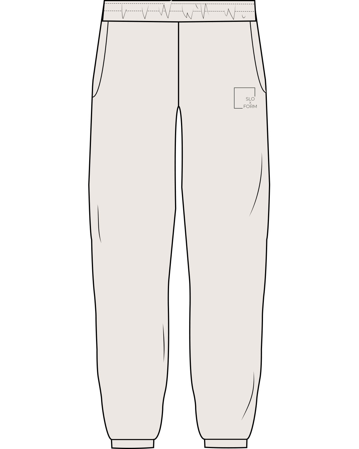 The Womens Sweatpants - Bone - Slo x Form - Left Leg Squared - Printed - Charcoal Gray