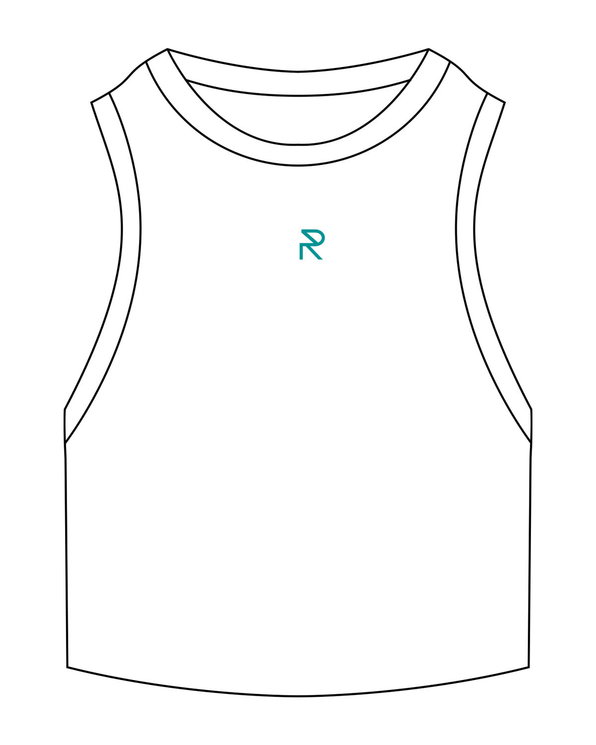 The Ribbed Crop Tank - White - Reform Studios - Center Chest - Embroidered - Teal