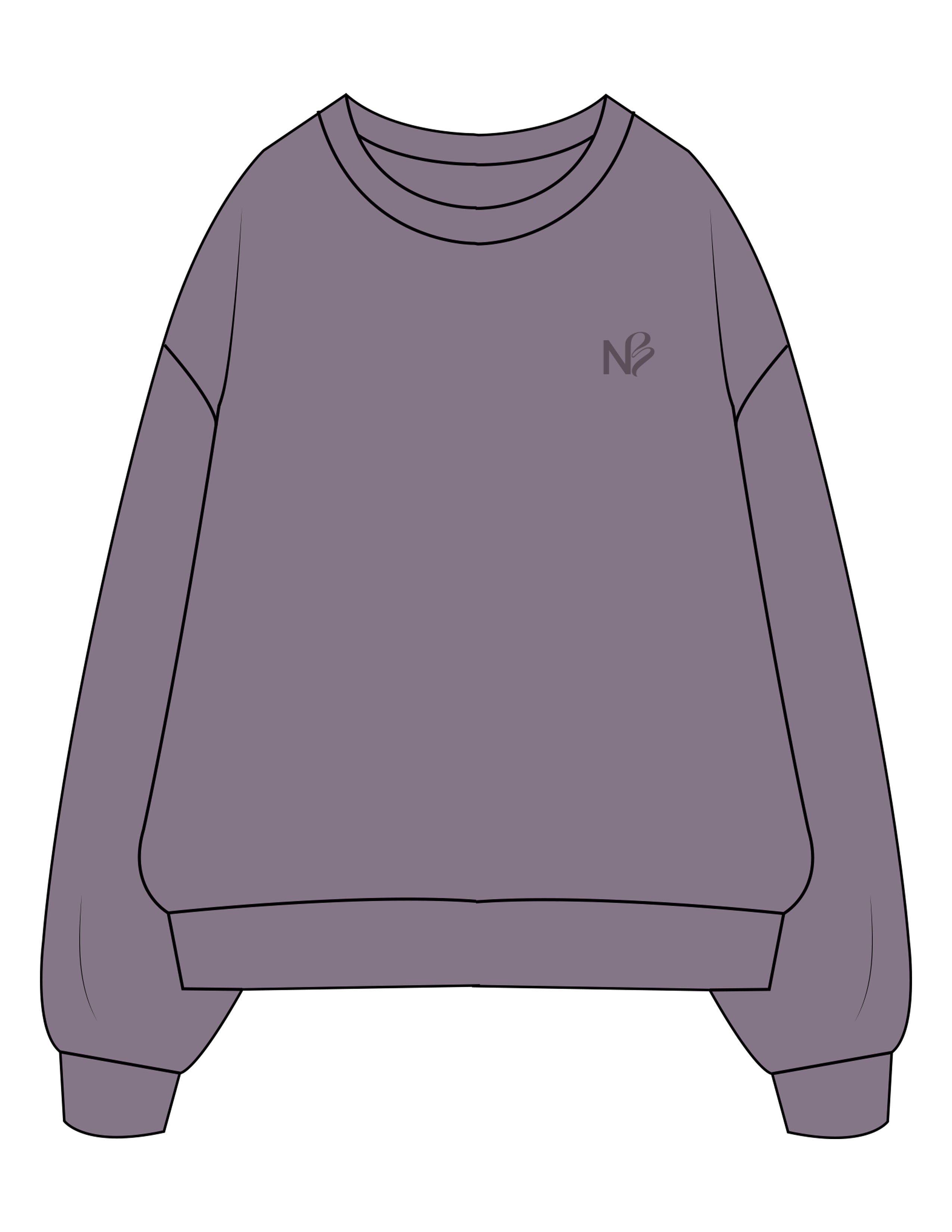 The Midweight Unisex Crewneck - Washed Plum - Neighborhood Barre - Left Chest "NB" - Embroidered - Tone on Tone