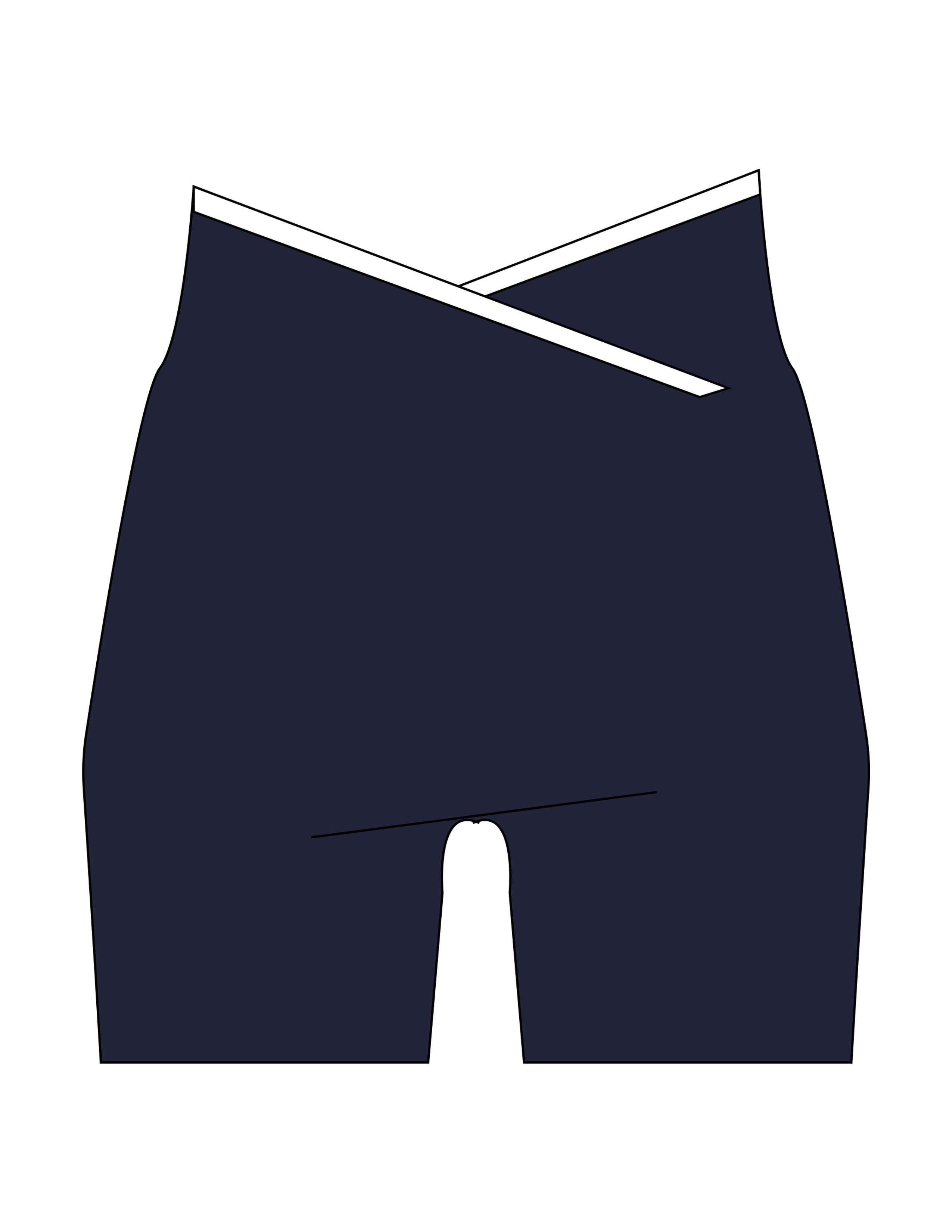 The Piped Crossover Short - Navy - BlueCarrot - Center Back - Printed - White