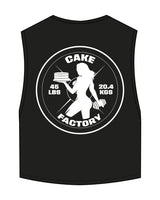 The Ribbed Crop Tank - Black - Cake Factory - Center Chest Stacked - Embroidered - White