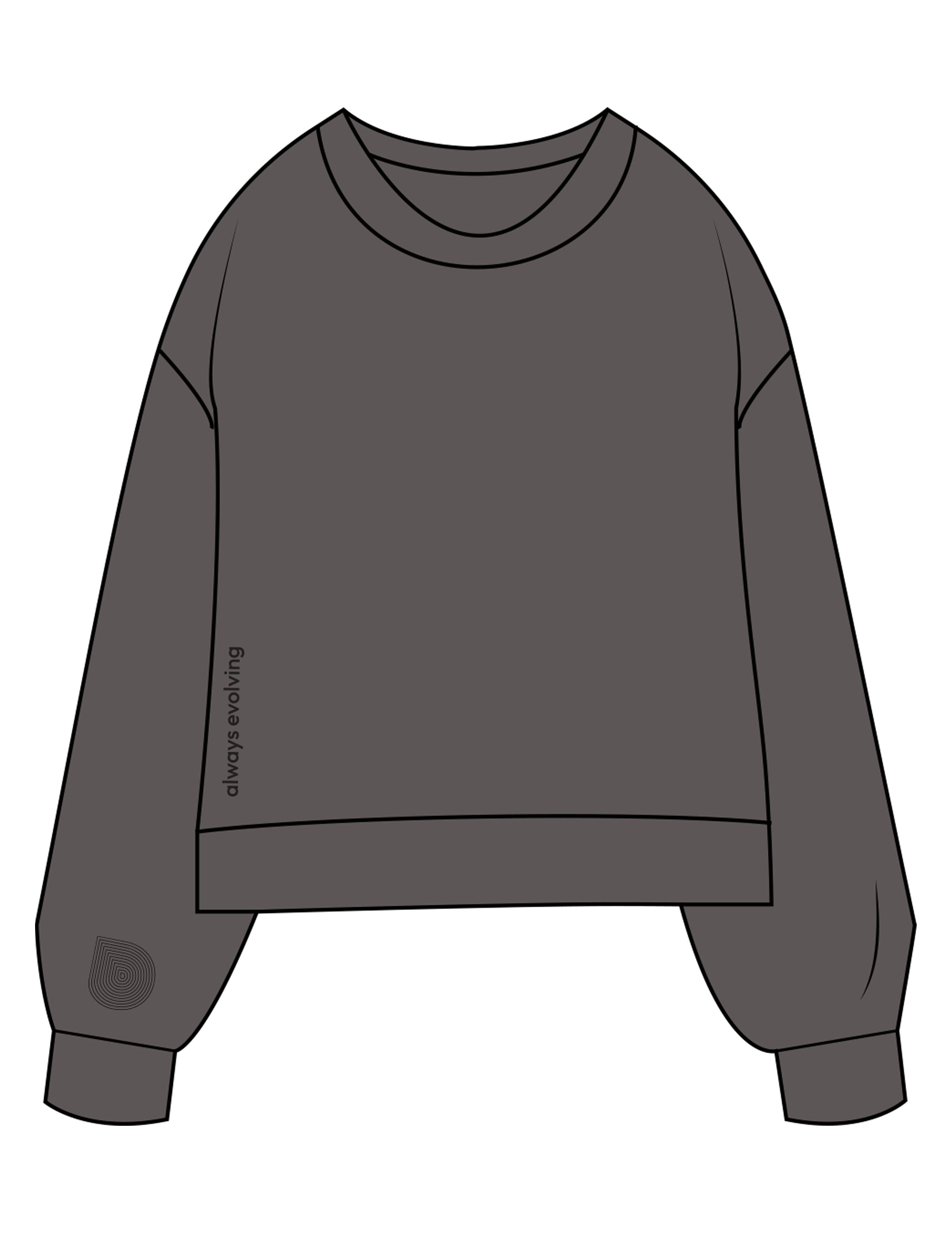 The Womens Sueded Crewneck - Gunmetal - Drench - Front Lower Right & Right Sleeve - Embroidered - Black