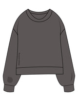 The Womens Sueded Crewneck - Gunmetal - Drench - Front Lower Right & Right Sleeve - Embroidered - Black