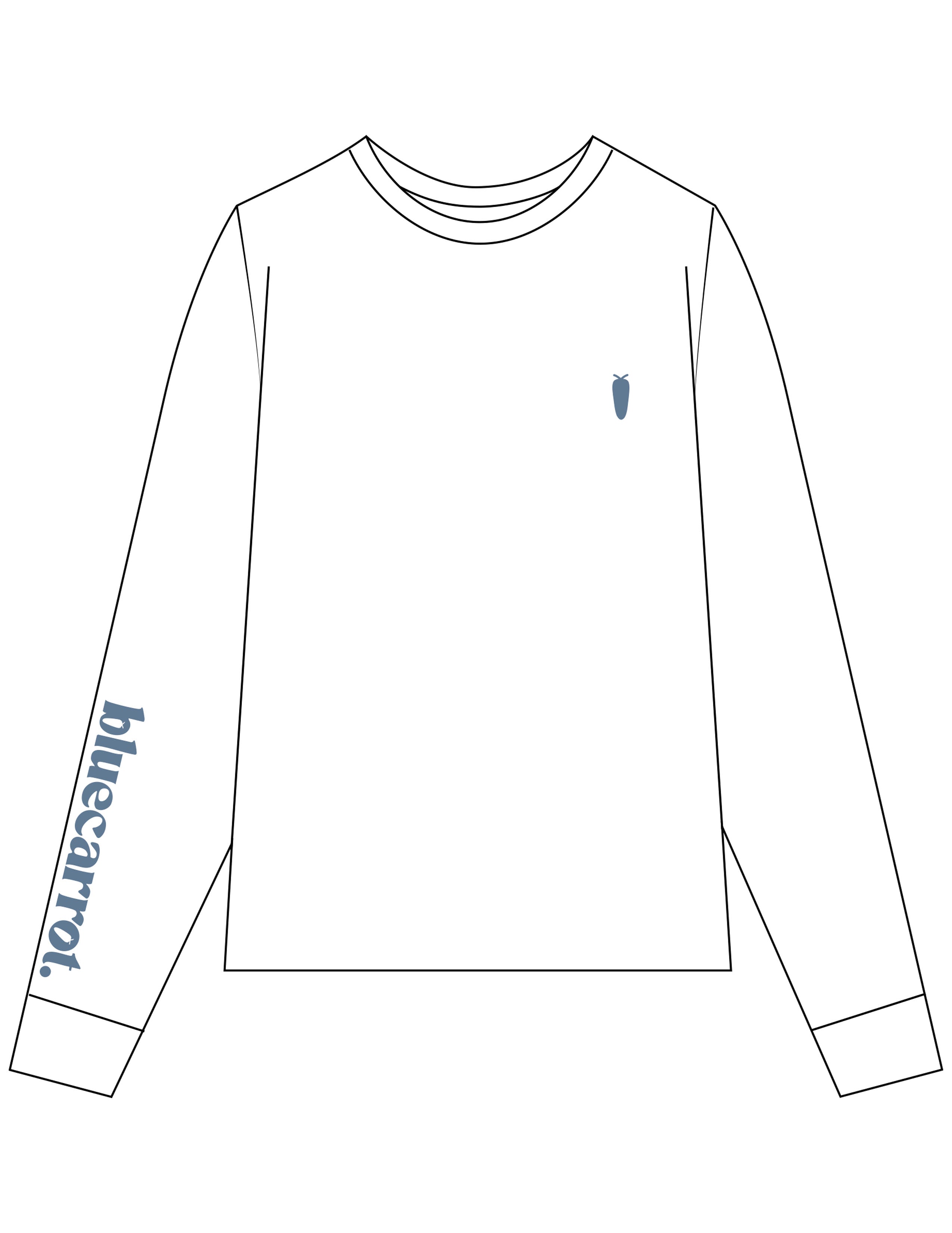 The Womens Oversized Long Sleeve - White - BlueCarrot - Left Chest & Right Sleeve - Printed - Blue