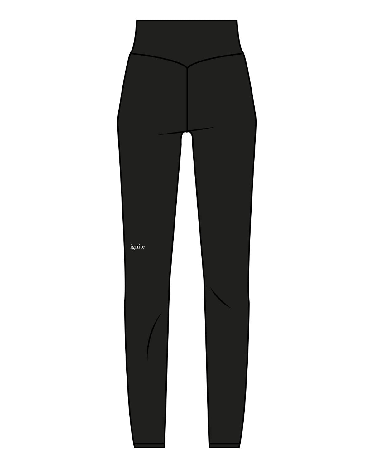 The Basic Legging - Black - Ignite Barre & Fitness - Right Leg - Printed - White