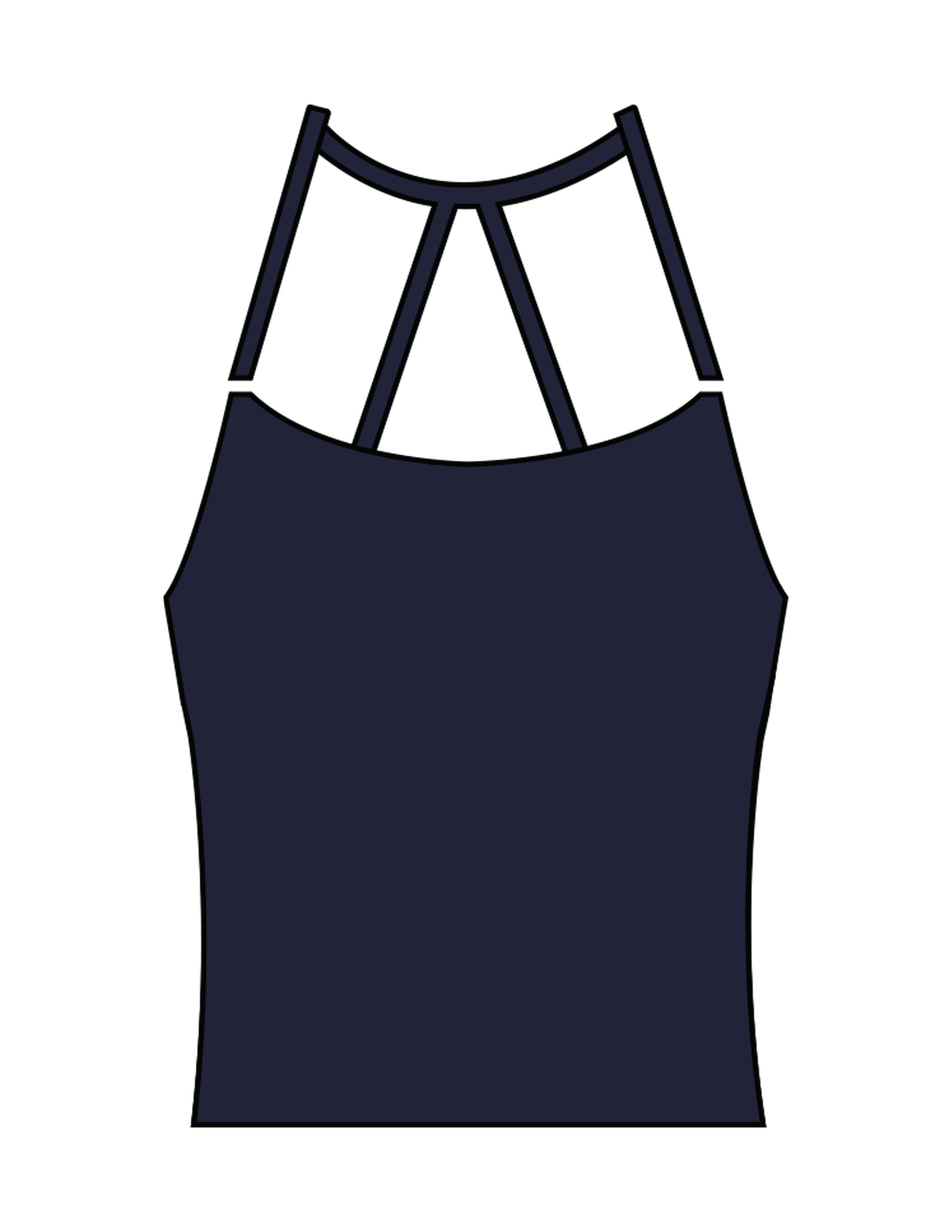 The Womens Sporty Tank - Navy - The Refinery Fitness Studio - Center Back - Printed - White