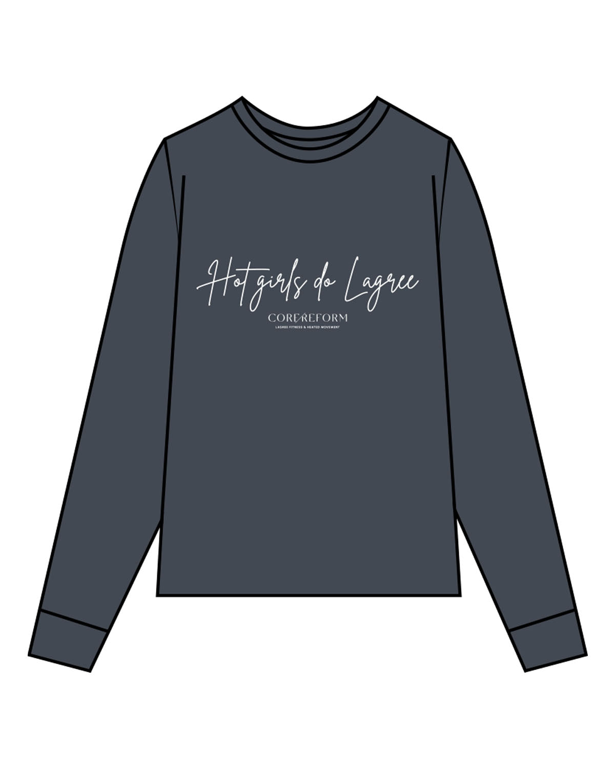 The Mens Long Sleeve - Petrol - Core Reform - Center Chest Stacked & Back Left Corner - Printed - White