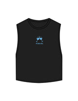 The Crop Muscle Tank - Black - Powerhouse Fitness - Center Chest & Back Stacked - "Lagree " Printed - Teal