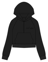 The Half Zip Hoodie - Black - SOUL YOGA - Left Chest - EMB - Tone on Tone