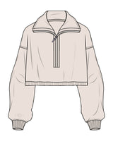 The Suede 1/2 Zip - Latte - Dr. Courney - Right Cuff Side - Embroidered - Tone on Tone