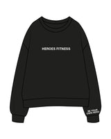 The Mens Crewneck - Black - Heroes Fitness - Center Chest & Left Wrist - Printed - White