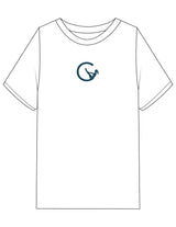 The Womens Heavyweight Tee - White - Movement With Chels - Center Chest & Back Stacked - Printed - Dark Blue