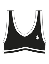 The Piped Bra - Black - Saltvault Location - Left Chest & Center Back Location - Printed - White