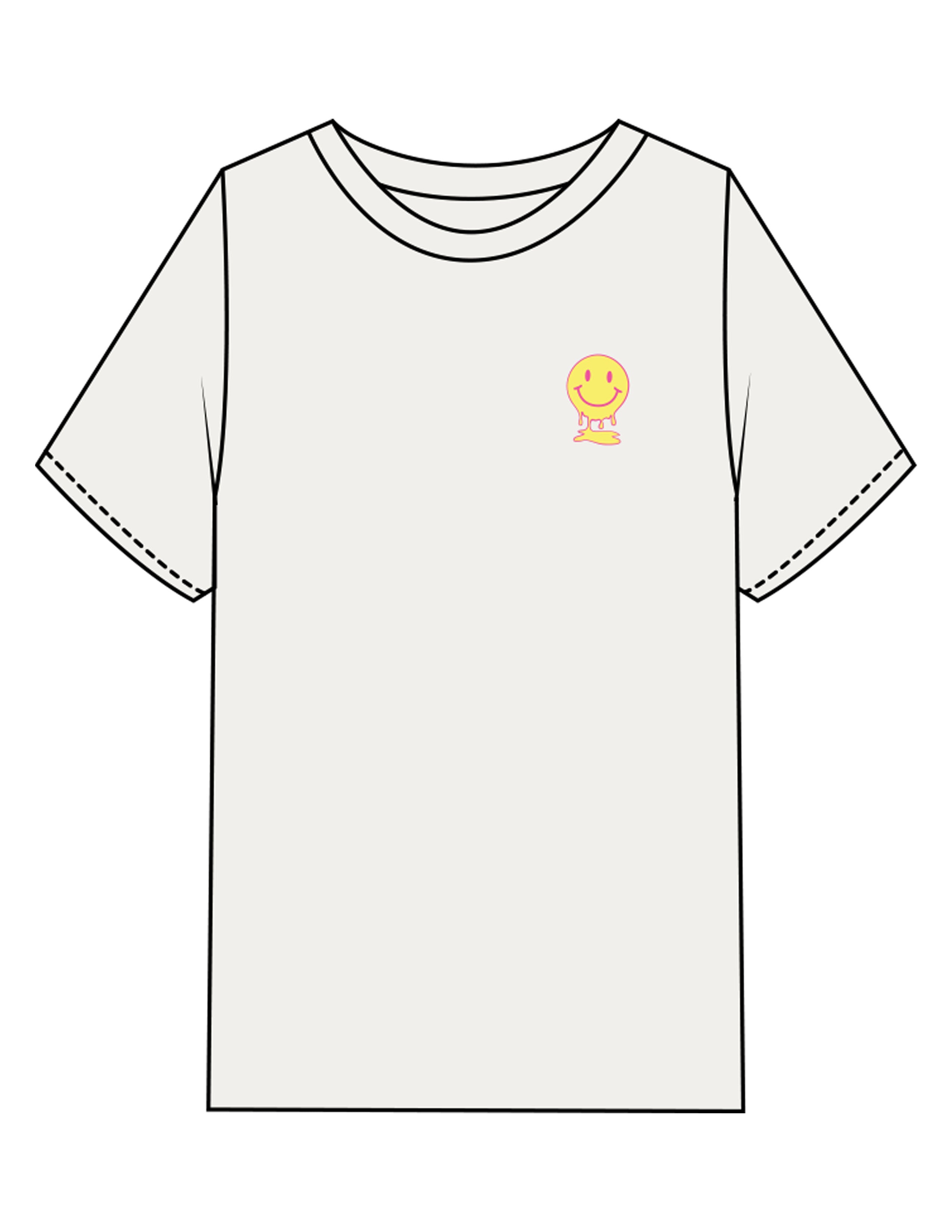 The Mens Heavyweight Tee - Washed Off White - Try Smile Collective - Left Chest & Back Smiley - Printed - Full Color