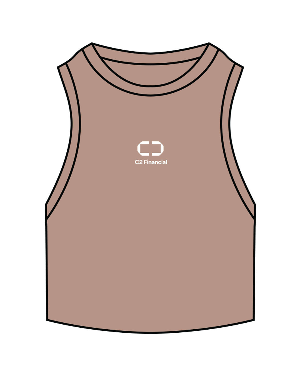 The Ribbed Crop Tank - Clay - C2 Financial - Center Chest Stacked - Embroidered - White