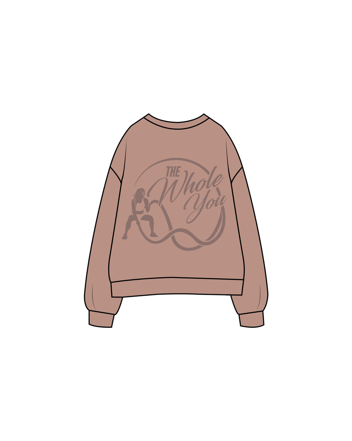 The Womens Crewneck - Clay - The Whole You Wellness - Left Chest & Back Image - Printed - Tone on Tone