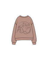 The Womens Crewneck - Clay - The Whole You Wellness - Left Chest & Back Image - Printed - Tone on Tone