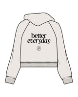 The Womens Crop Hoodie - Bone - Onyx & Ivory - Center Chest Arc Stacked & Back Stacked - Printed - Black