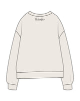 The Midweight Unisex Crewneck - Washed Ivory - New Mom School - Center Chest Stacked Logo, Right Sleeve Logo & Back Neckline - Printed - Washed Black