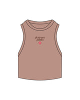 The Ribbed Crop Tank - Clay - Platinum Pilates - Center Chest Stacked - Embroidered - Full Color