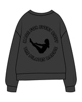 The Midweight Unisex Crewneck - Washed Black - Pilates Baddie - Left Chest Arc & Back Round - Printed - Black