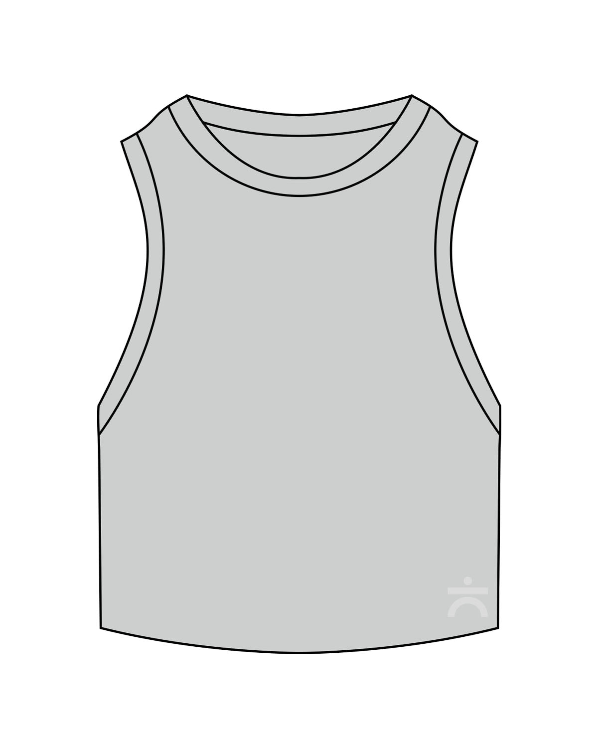 The Ribbed Crop Tank - Storm - enCore Pilates - Lower Left - Embroidered - Light Gray