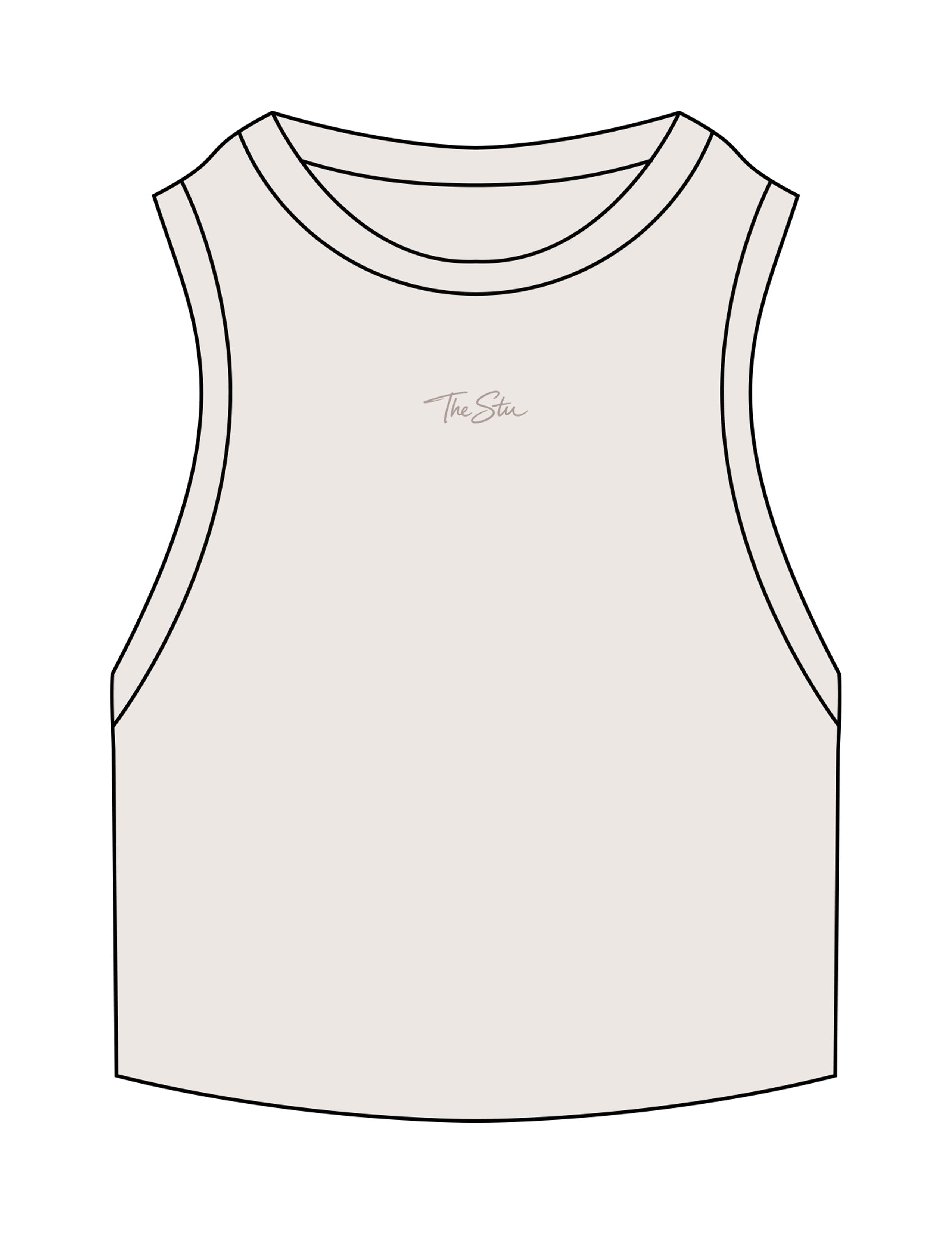 The Ribbed Crop Tank - Bone - The Stu - Center Chest - EMB - Tone on Tone