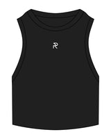 The Ribbed Crop Tank - Black - Reform Studios - Center Chest - Embroidered - White