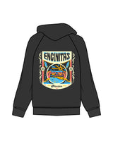 The Mens Hoodie - Washed Black - Blenders - Left Chest & Back "ENCINITAS" - Printed - Full Color