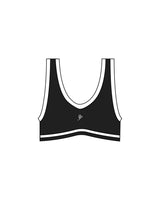 The Piped Bra - Black - Platinum Pilates - Center Chest - Printed -  White