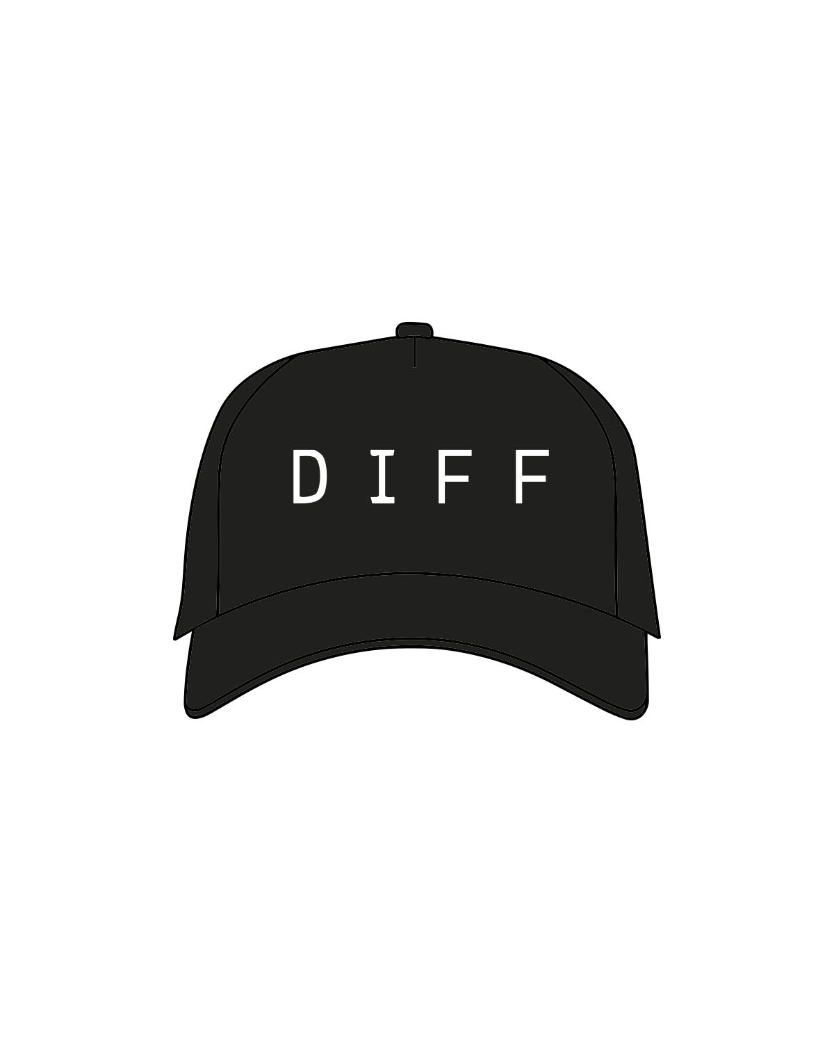 The Canvas Cap - Black - DiffEyewear - Crown DIFF - Embroidered - White